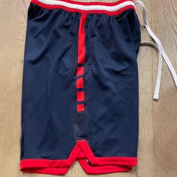 Nike- Men's Blue/Orange Elite Stripe DRI-FIT Basketball Shorts - Picture 5 of 5